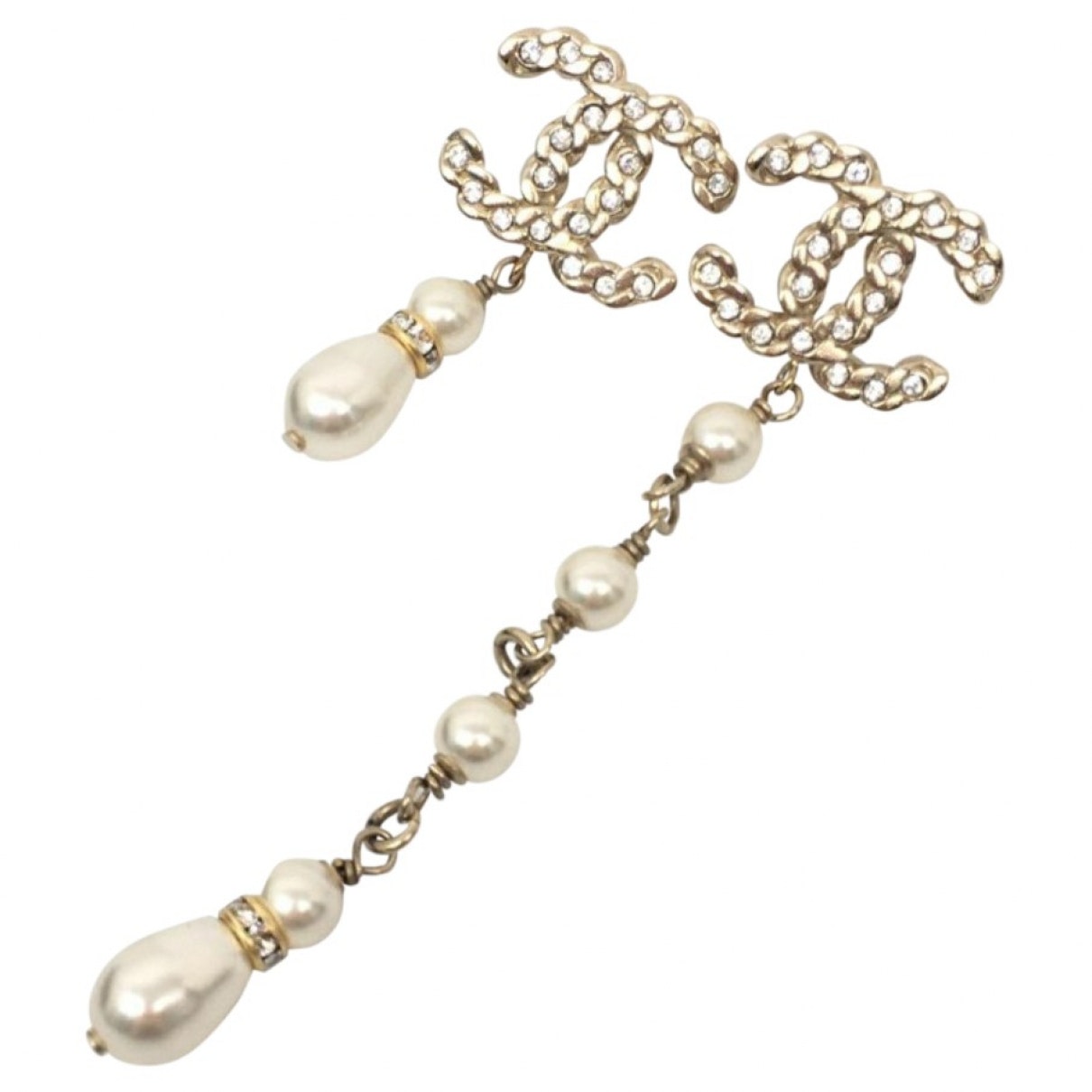 Chanel cc beige metal earrings Jewelry