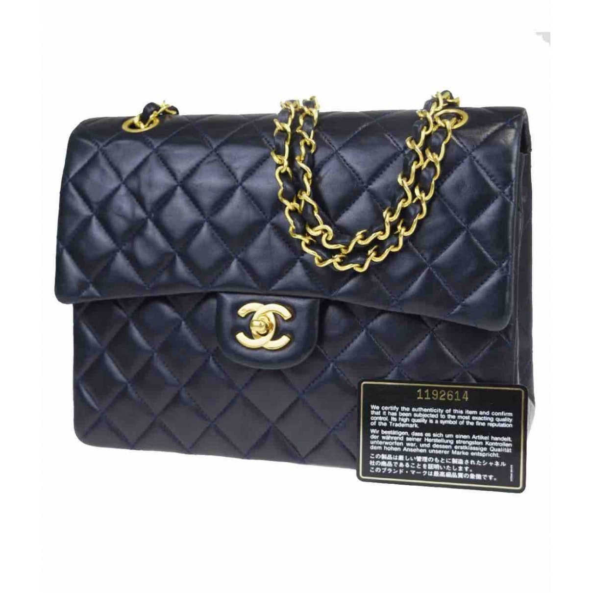 timeless/classique navy leather handbag Signature