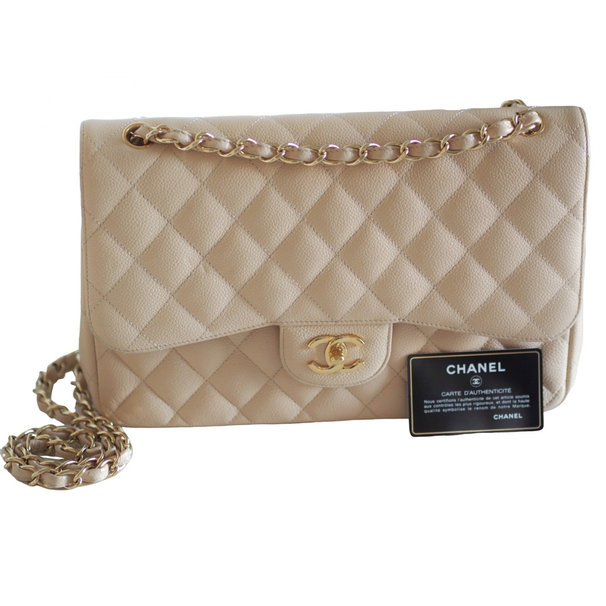 timeless/classique beige leather handbag Polished