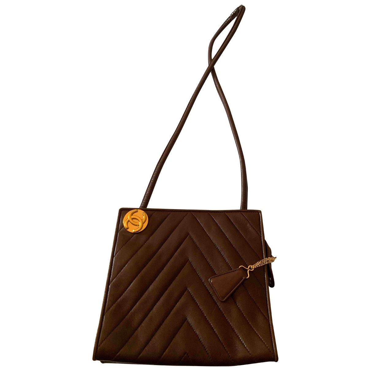 brown leather handbag Signature