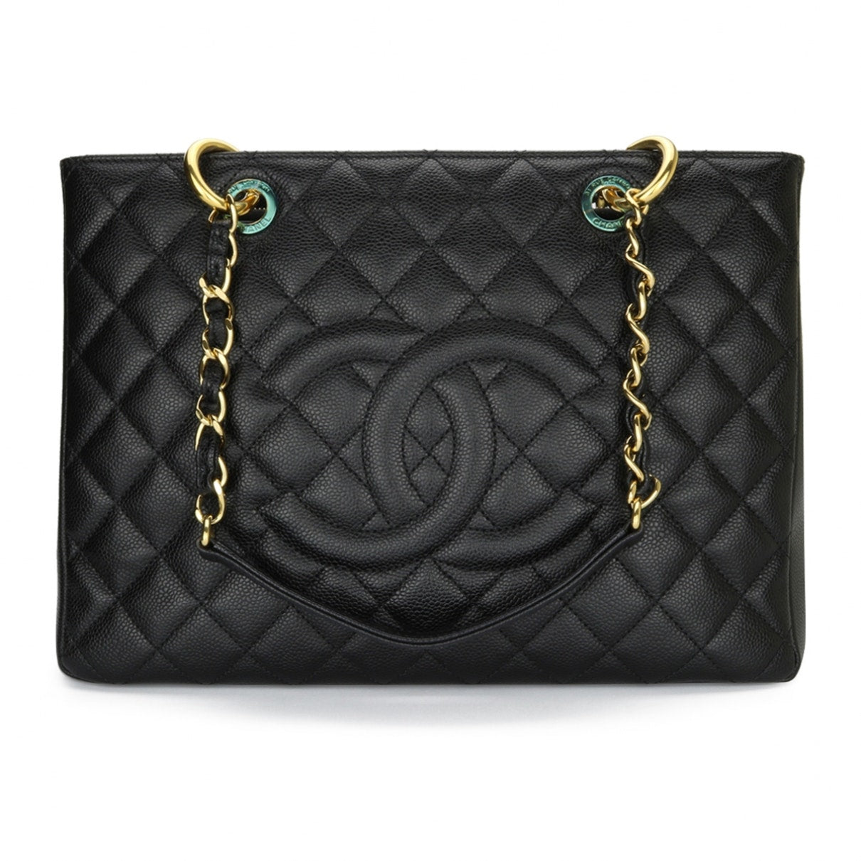 grand shopping black leather handbag Refined