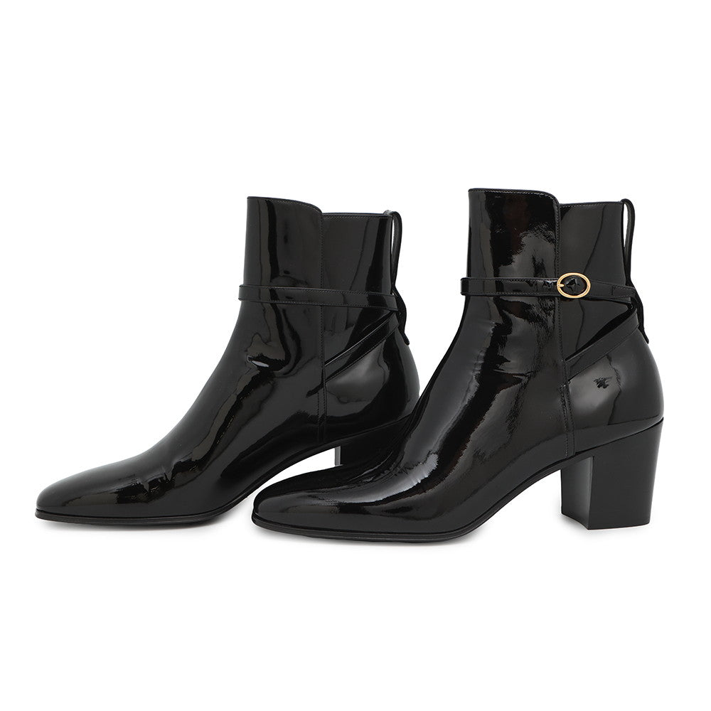 Saint Paris Terry Heel Encreboots Black709447 Patent Leather Shoes