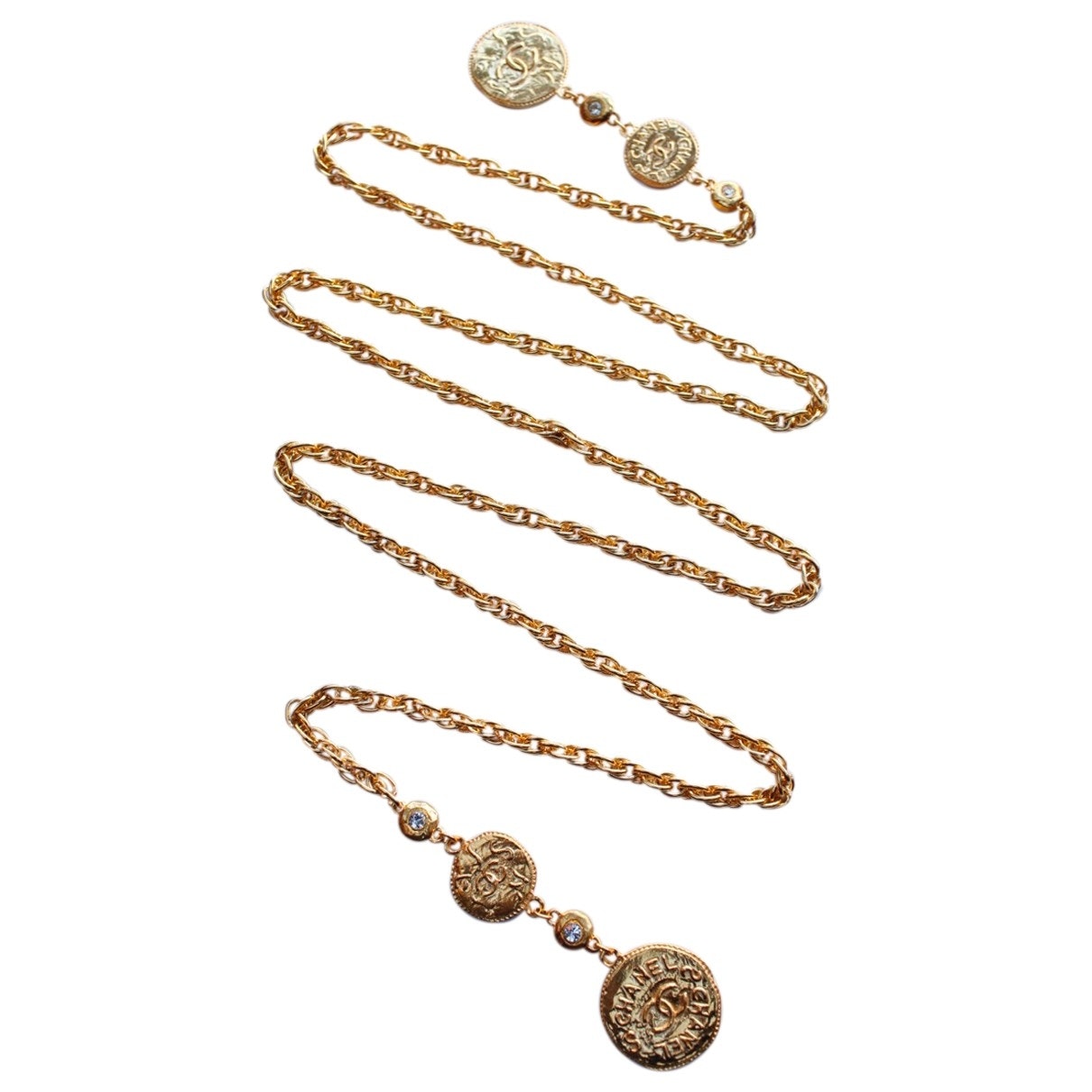 Chanel cc gold metal long necklaces Jewelry