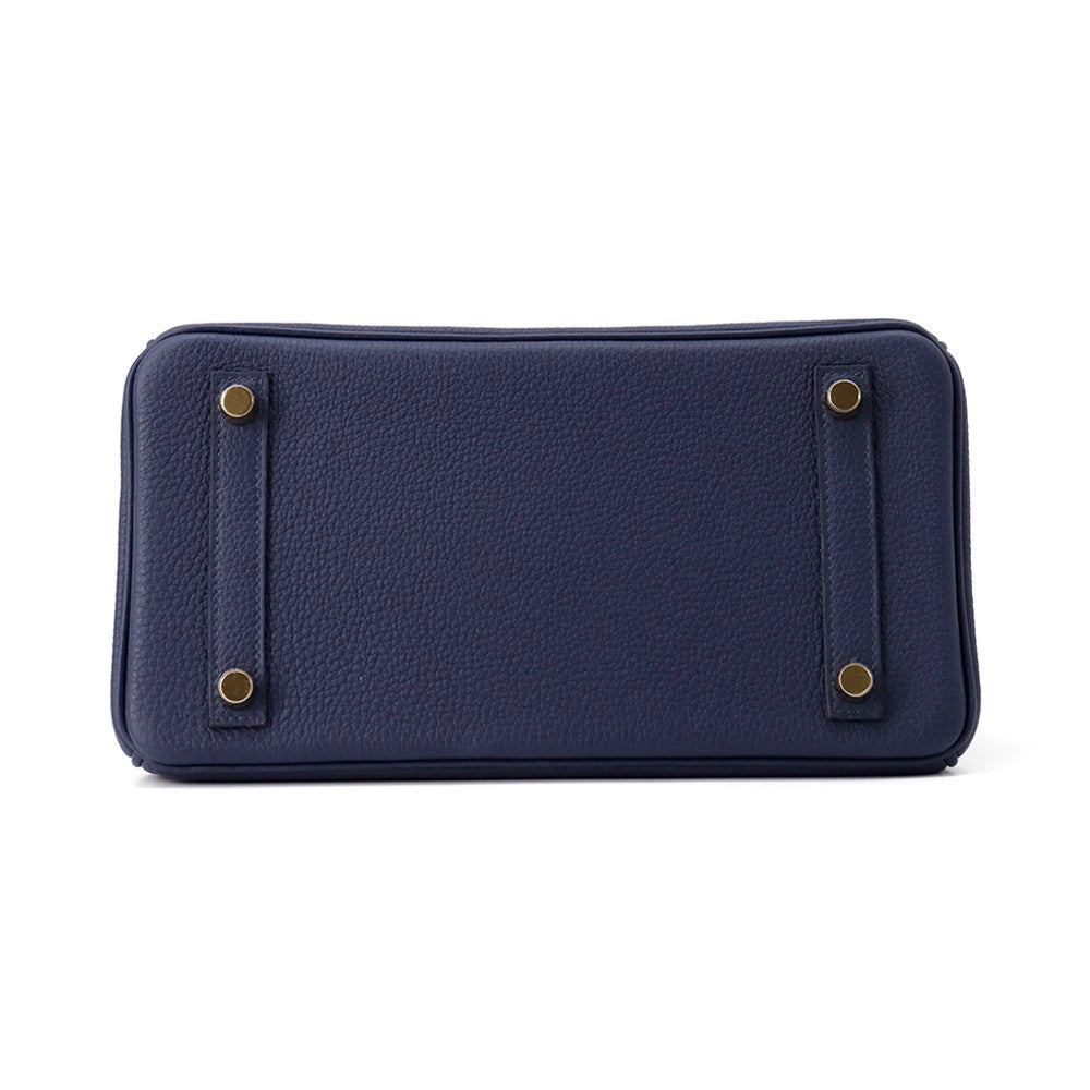 Birkin Abysse Togo Size Handbag Leather Blue Travel Bag