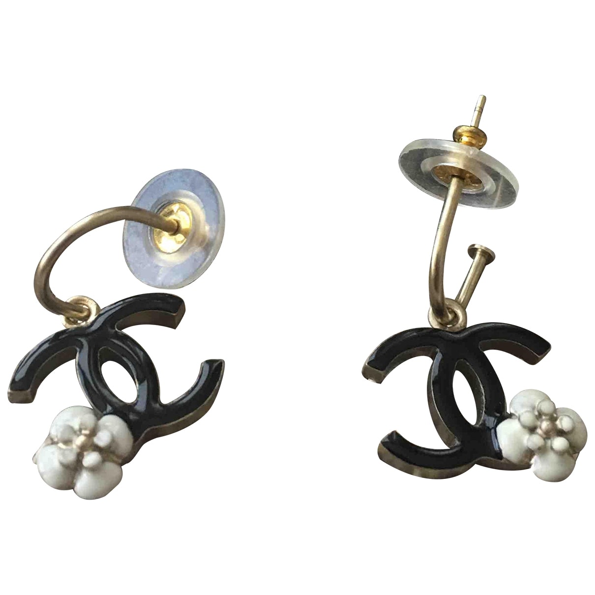 Chanel camélia black ceramic earrings Jewelry