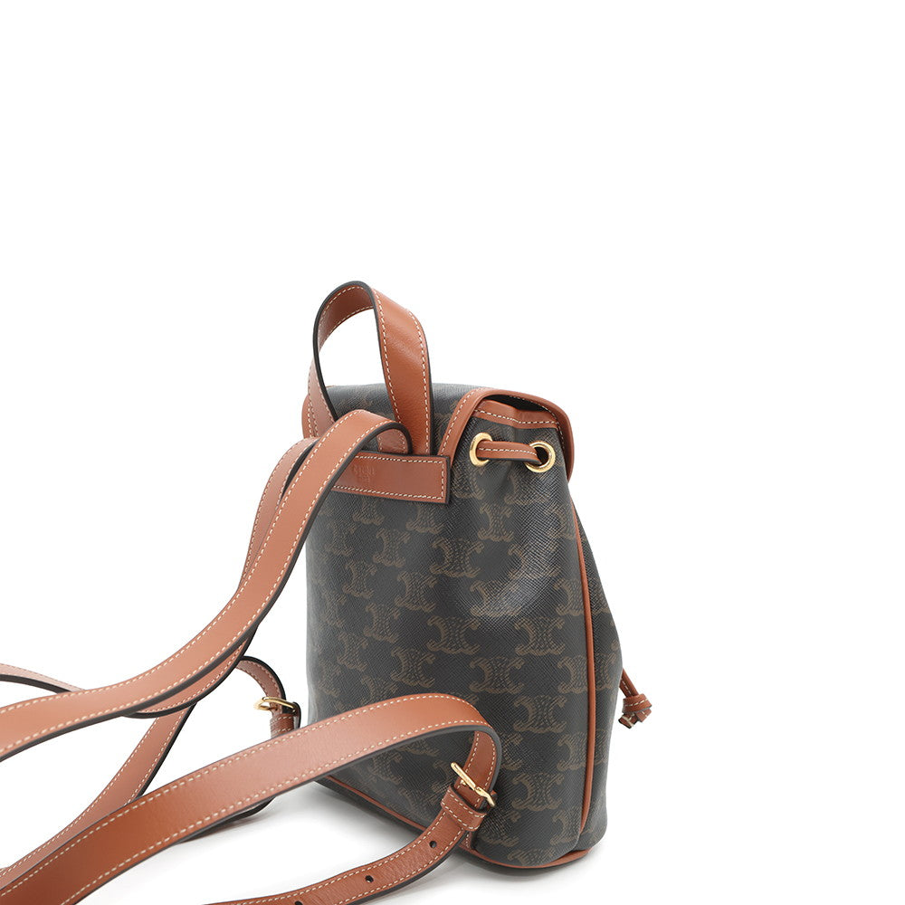Triomphe Falco Backpack Pvc Calf Size Handbag Leather Tan