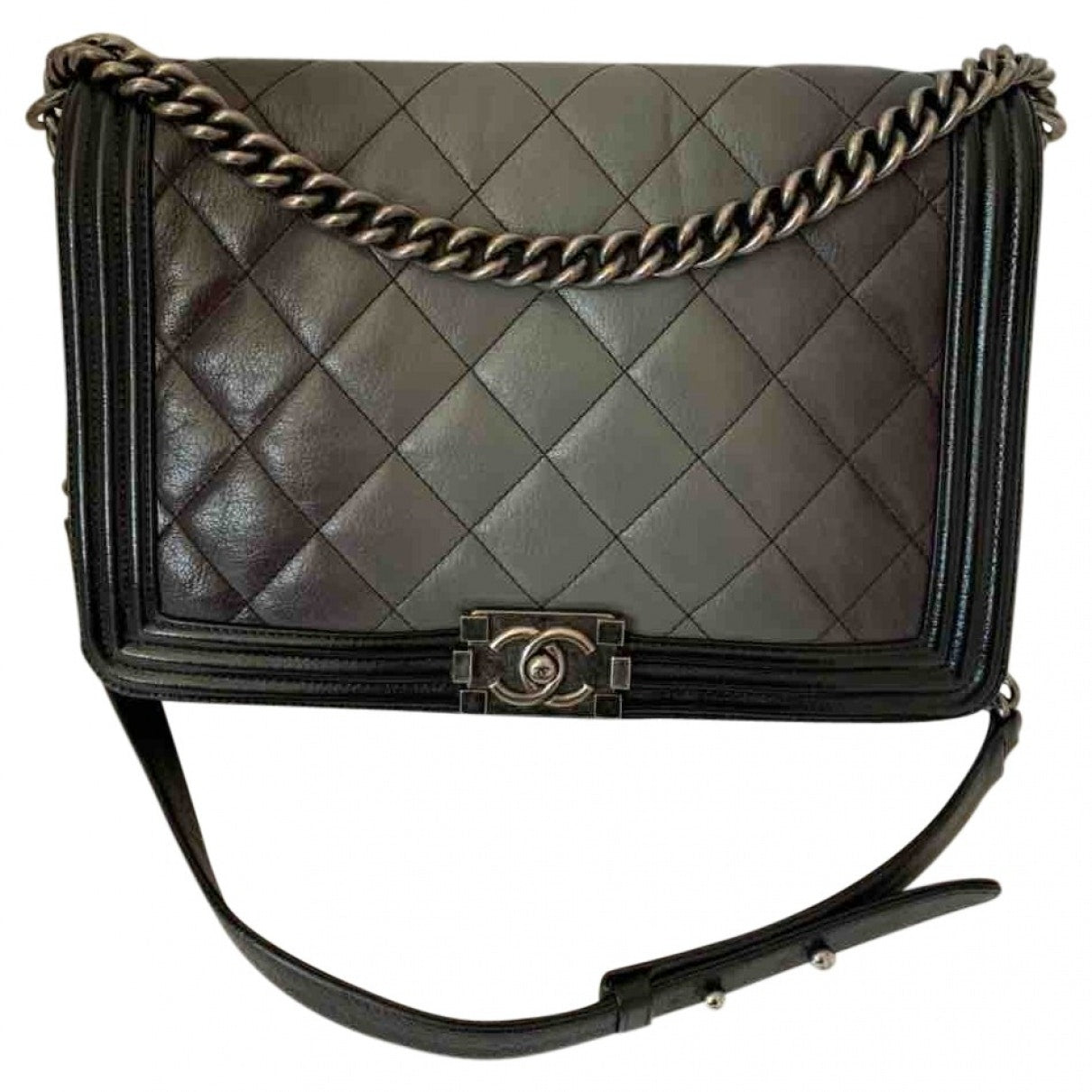 boy grey leather handbag Classic