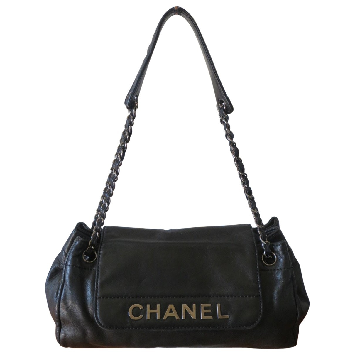 black leather handbag Signature Refined