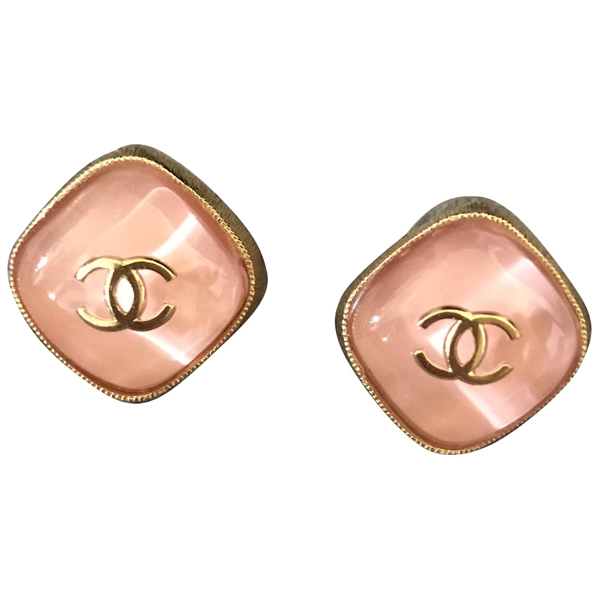 Chanel cc pink glass earrings Jewelry