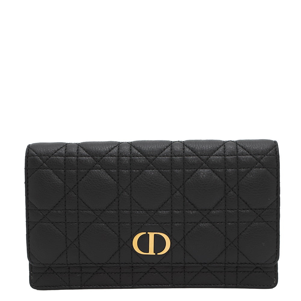 Dior Handbag ?Caro Cannage Wallet BlackS5134UWHC M900 Leather Chain