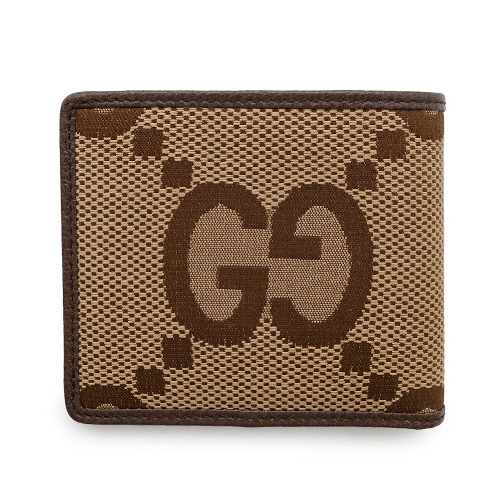 Gucci Jumbo GG Bifold Beige699308 GG Leather Canvas Brown Wallet Case