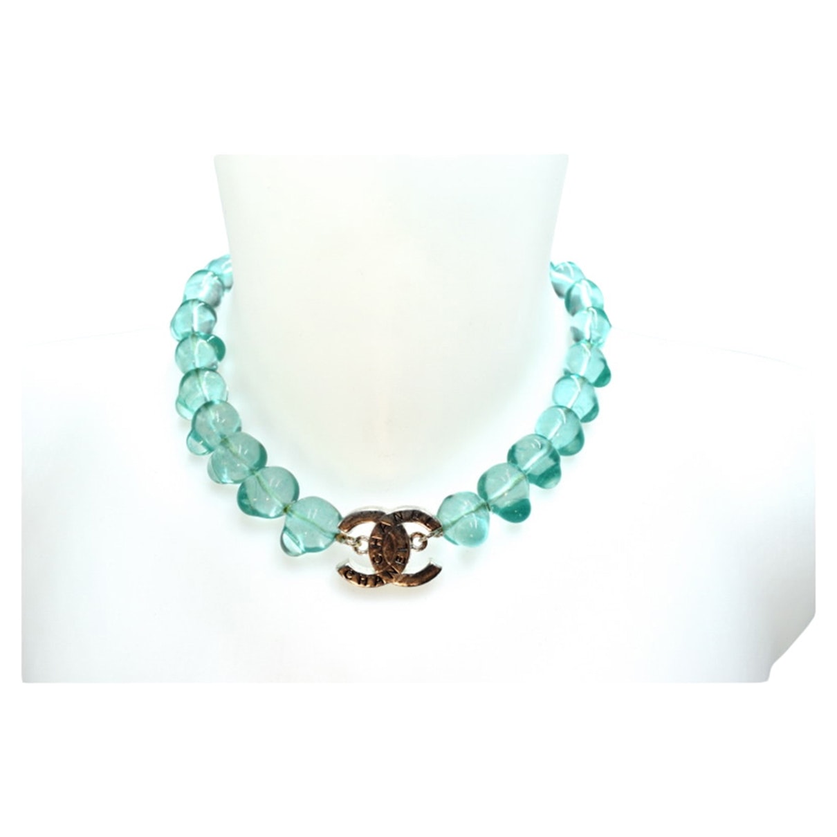 Chanel cc green glass necklaces Jewelry