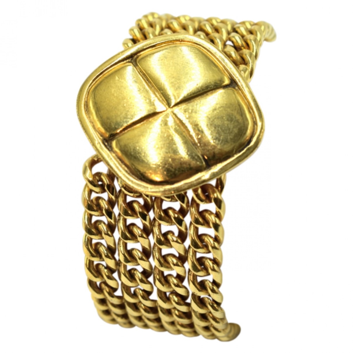 Chanel matelassé gold metal bracelets Jewelry