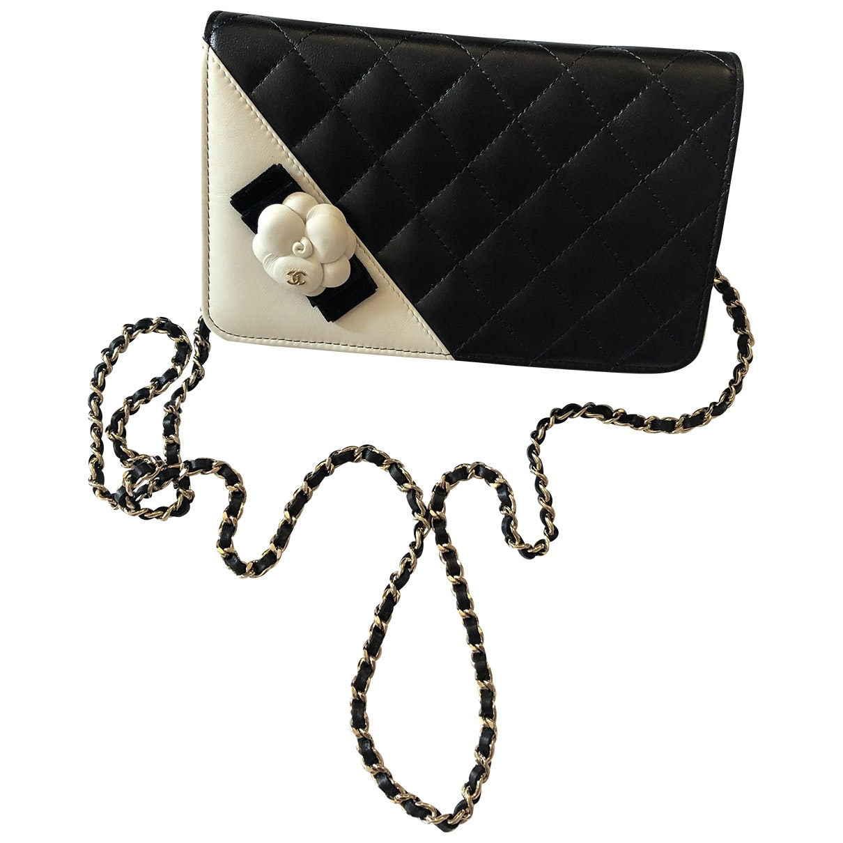 wallet on chain black leather handbag Refined