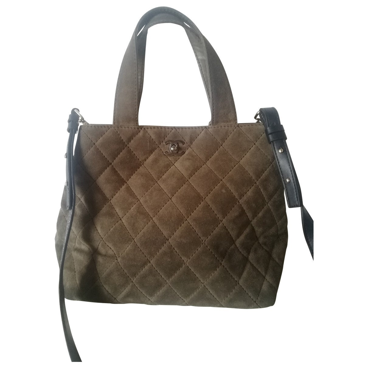 brown suede handbag Signature