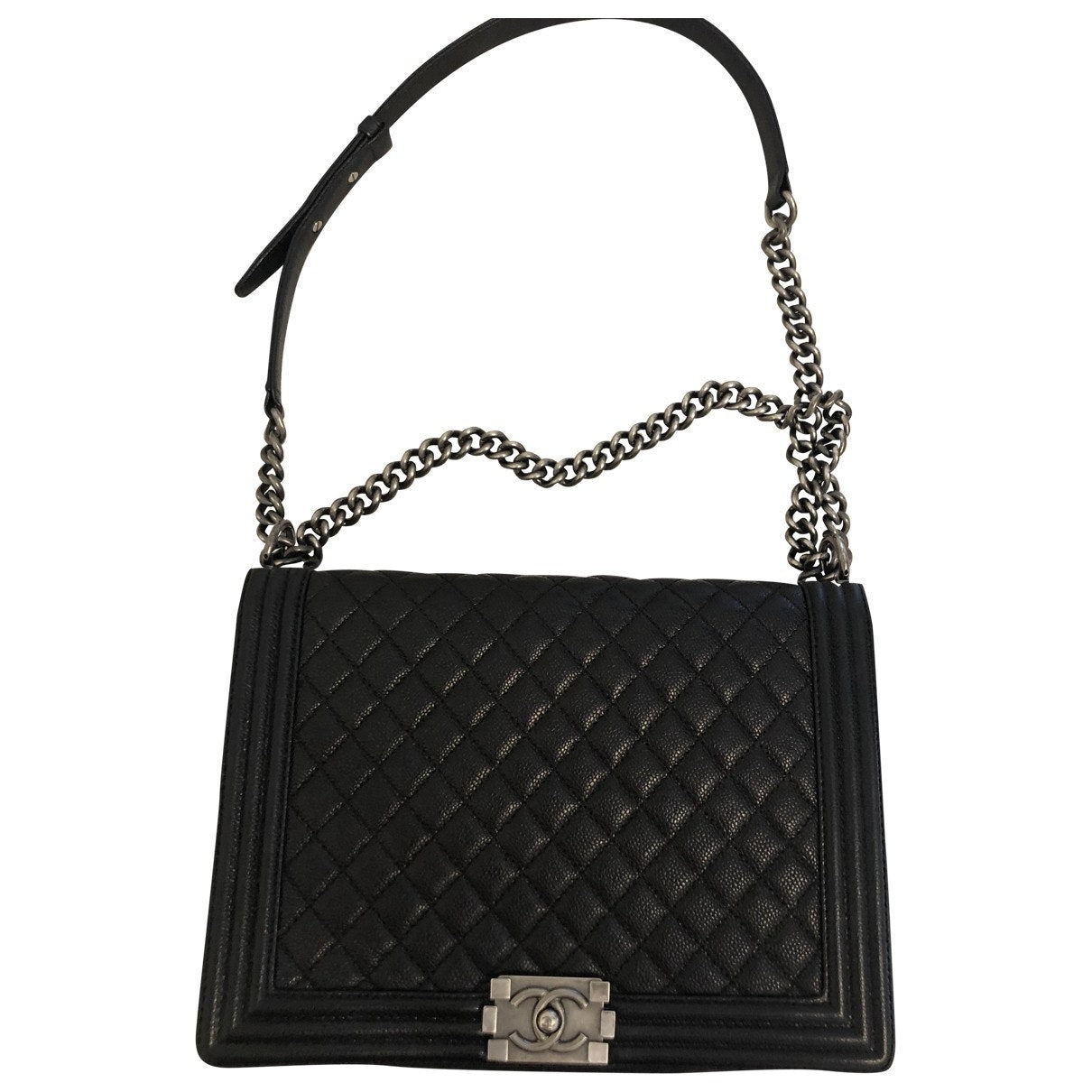 boy black leather handbag Structured