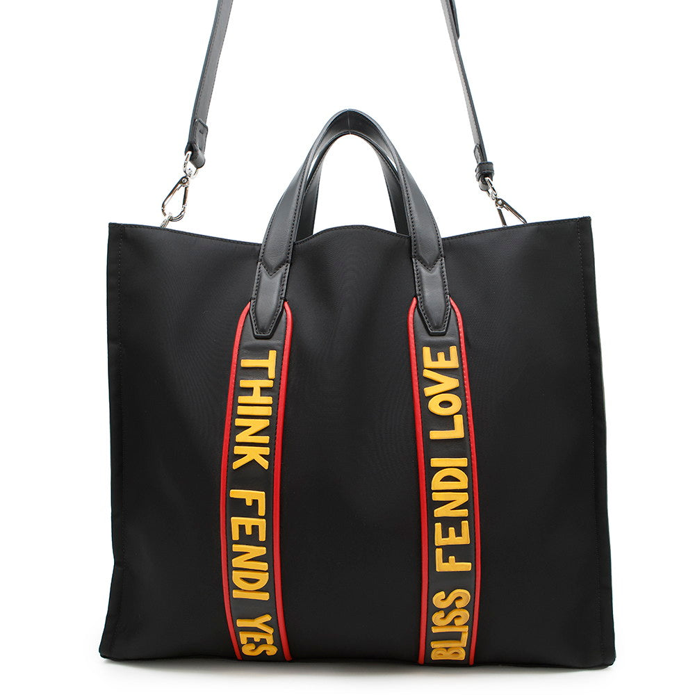 Fendi Tote Bag ?2way Khaki7VA390 Leather Nylon Black