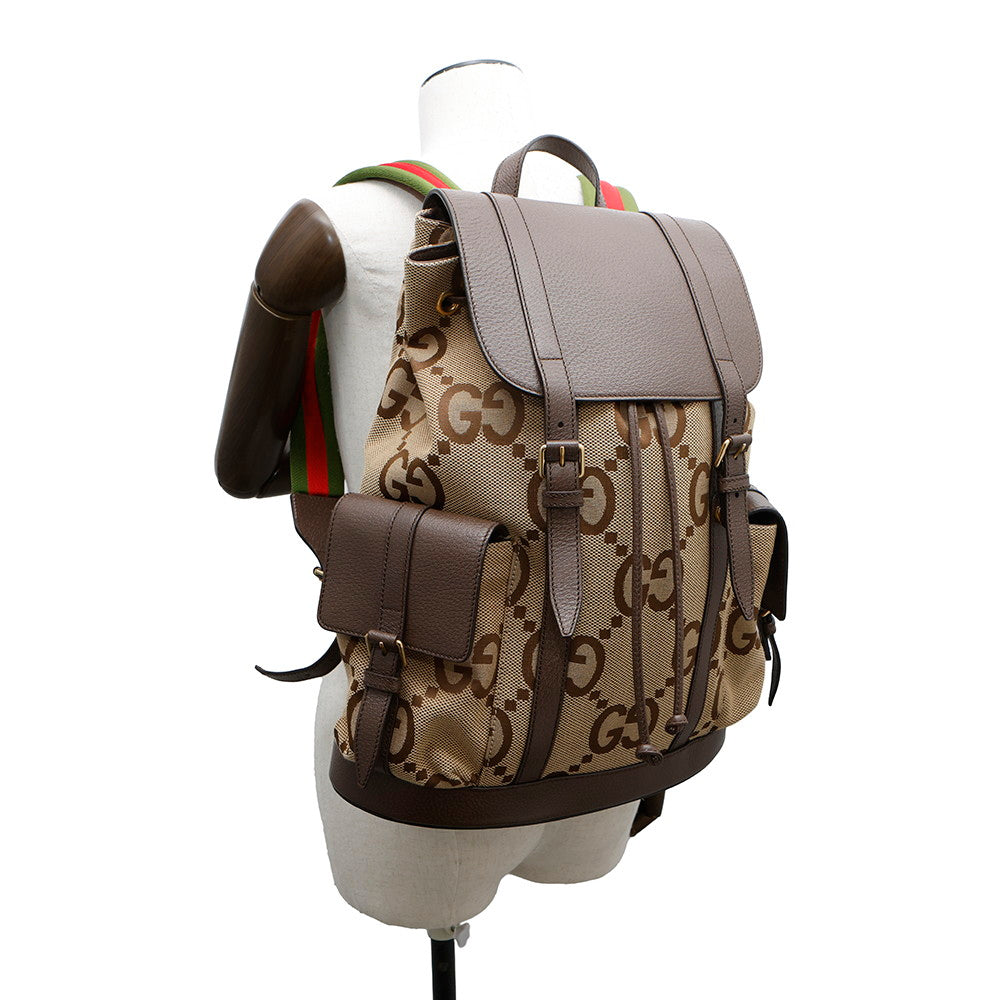 Gucci Jumbo Backpack Beige Brown678829 Leather Canvas