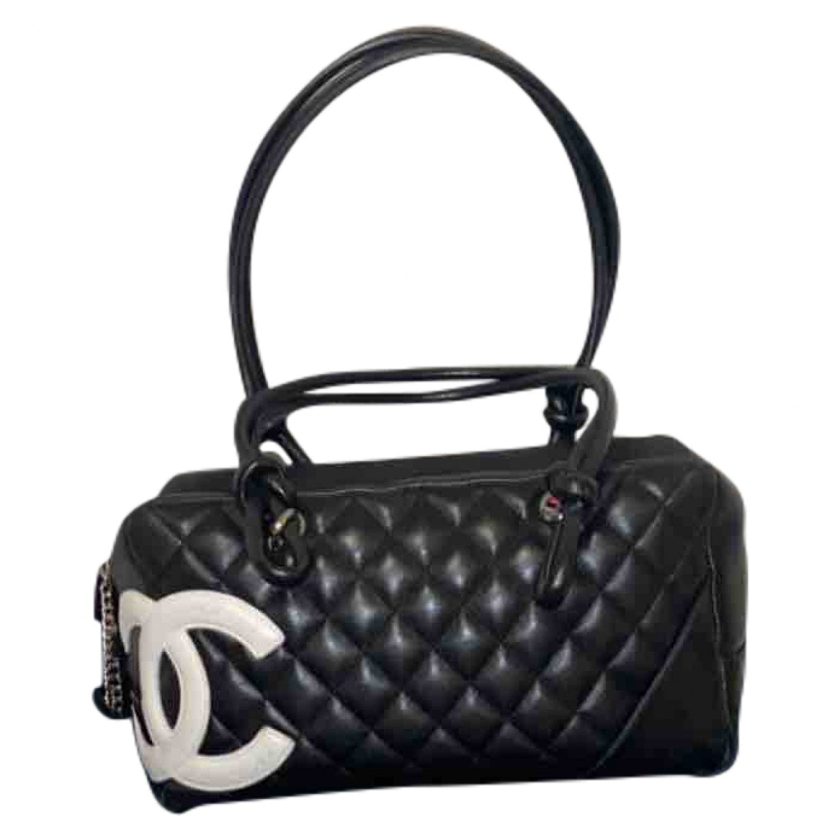 cambon black leather handbag Signature