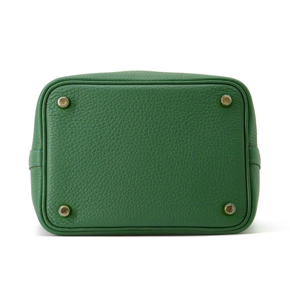 Picotin Lock Eclat Vert Moyen Vert Peppermint Leather Travel Bag