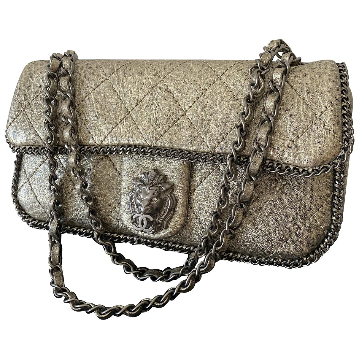 gold leather handbag Signature