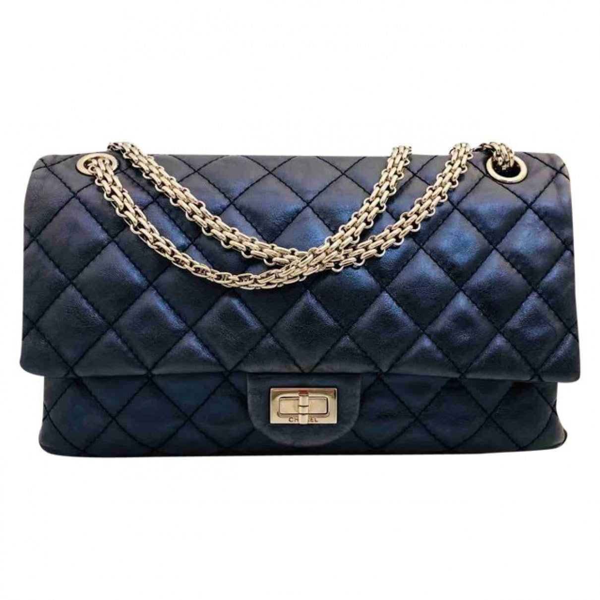 2.55 blue leather handbag Signature