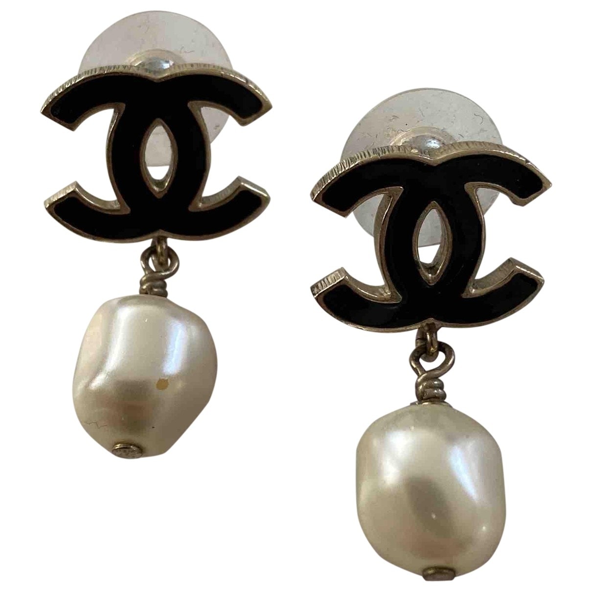cc black metal earrings Jewelry Polished