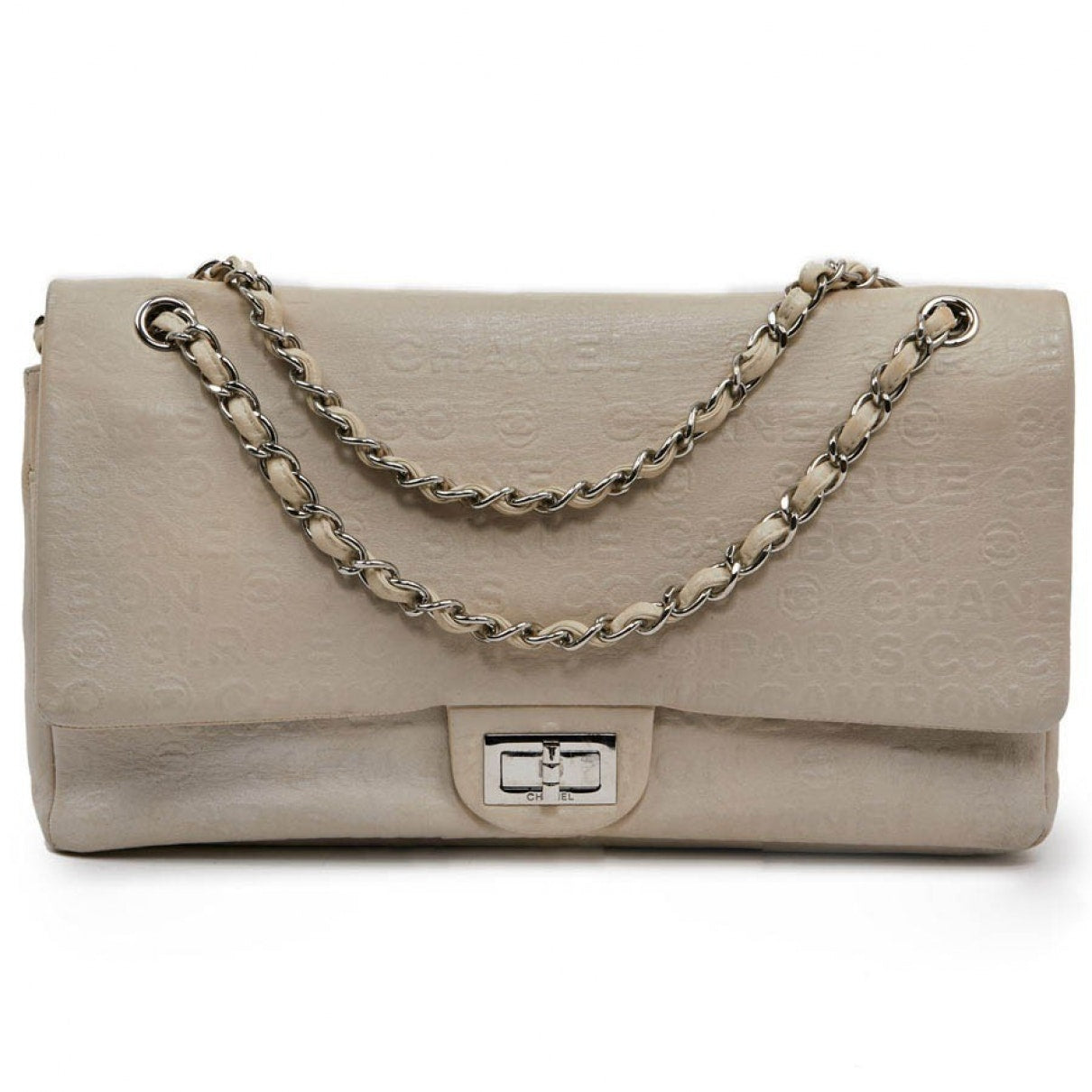 2.55 beige leather handbag Signature