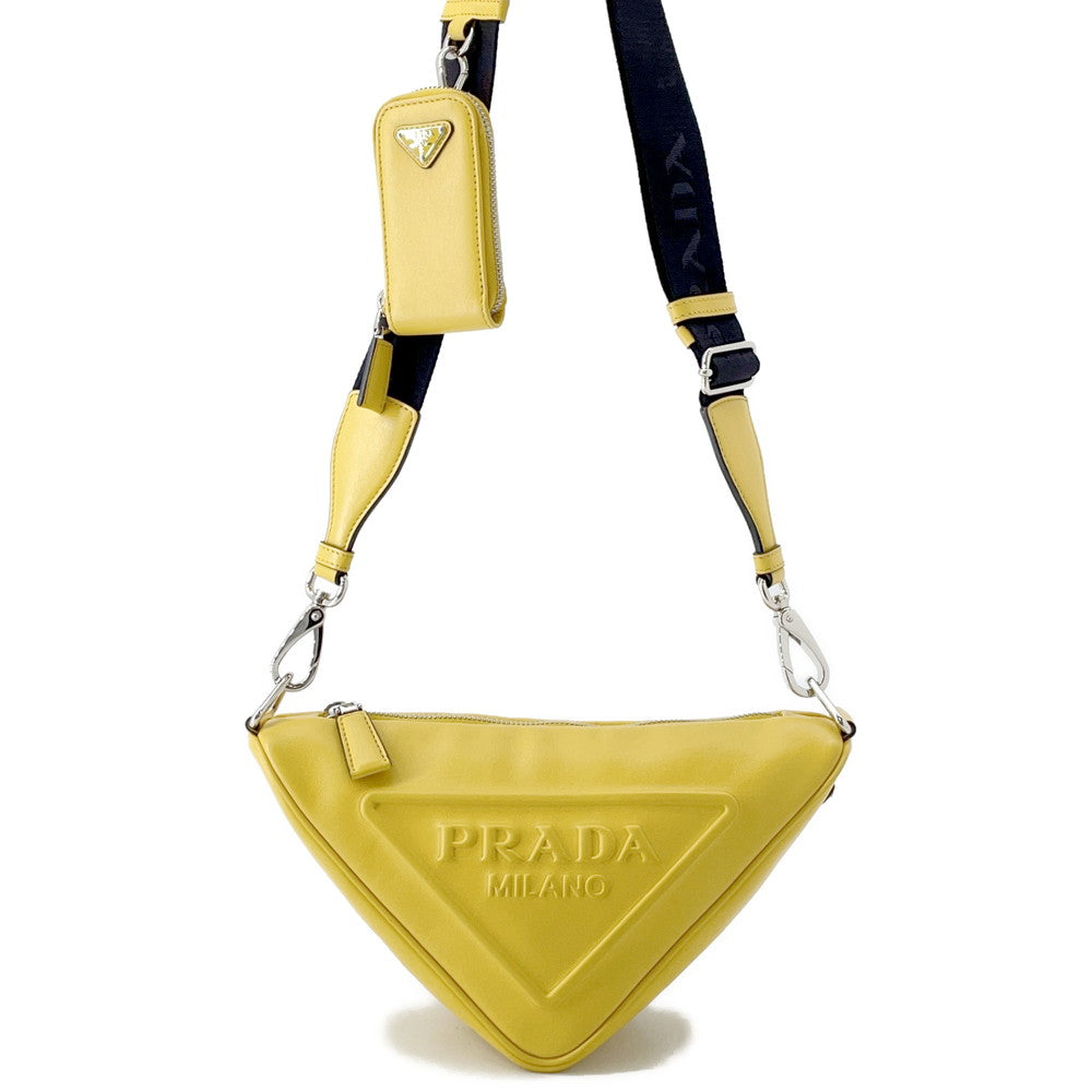 Prada Shoulder Bag ?Triangle Yellow1BH190 Leather