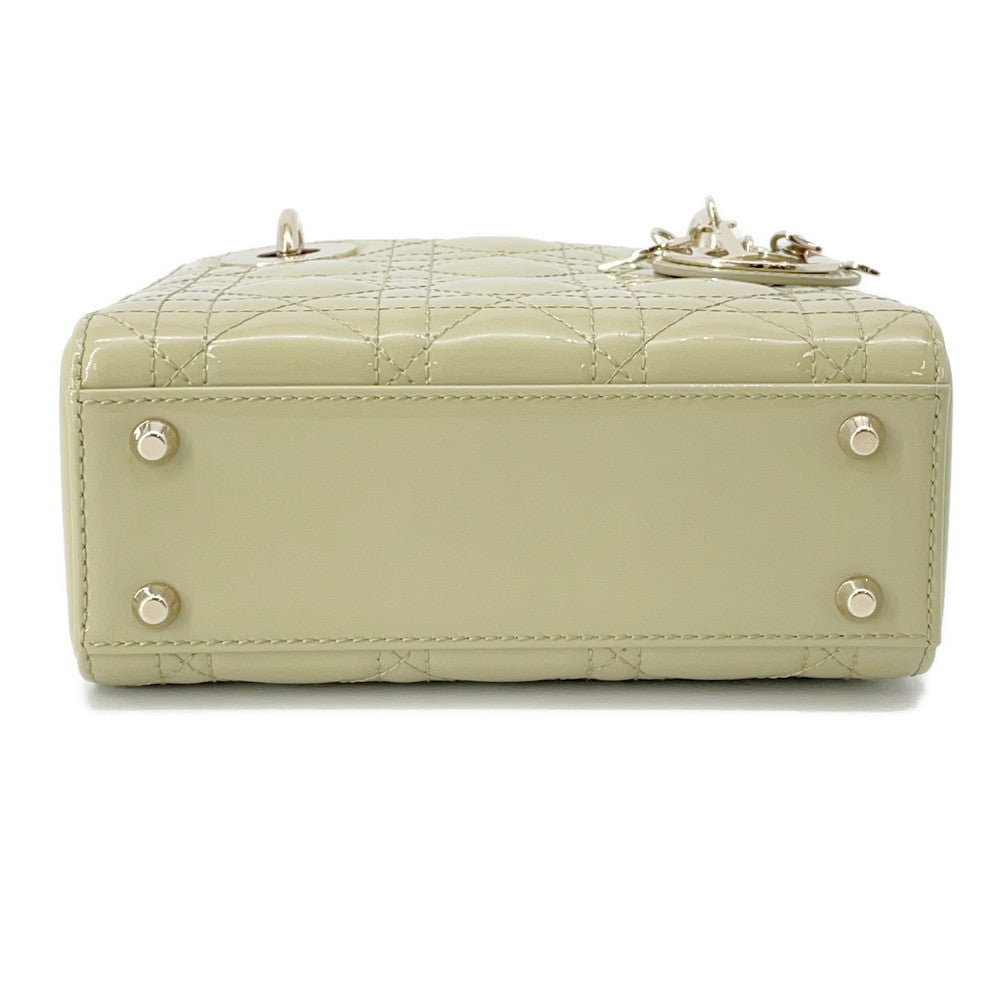 Dior Lady Wayhandbag Light Patent Size Leather Green Travel Bag