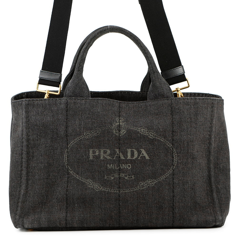 Prada Tote Bag Canapa BlackB2642B 2 Denim