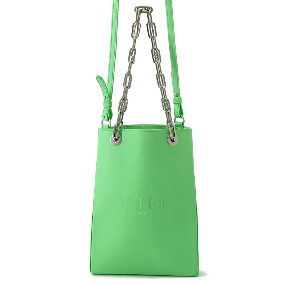 Fendi Shopping Bag Light Green8BH382 Leather Small Tote Bag