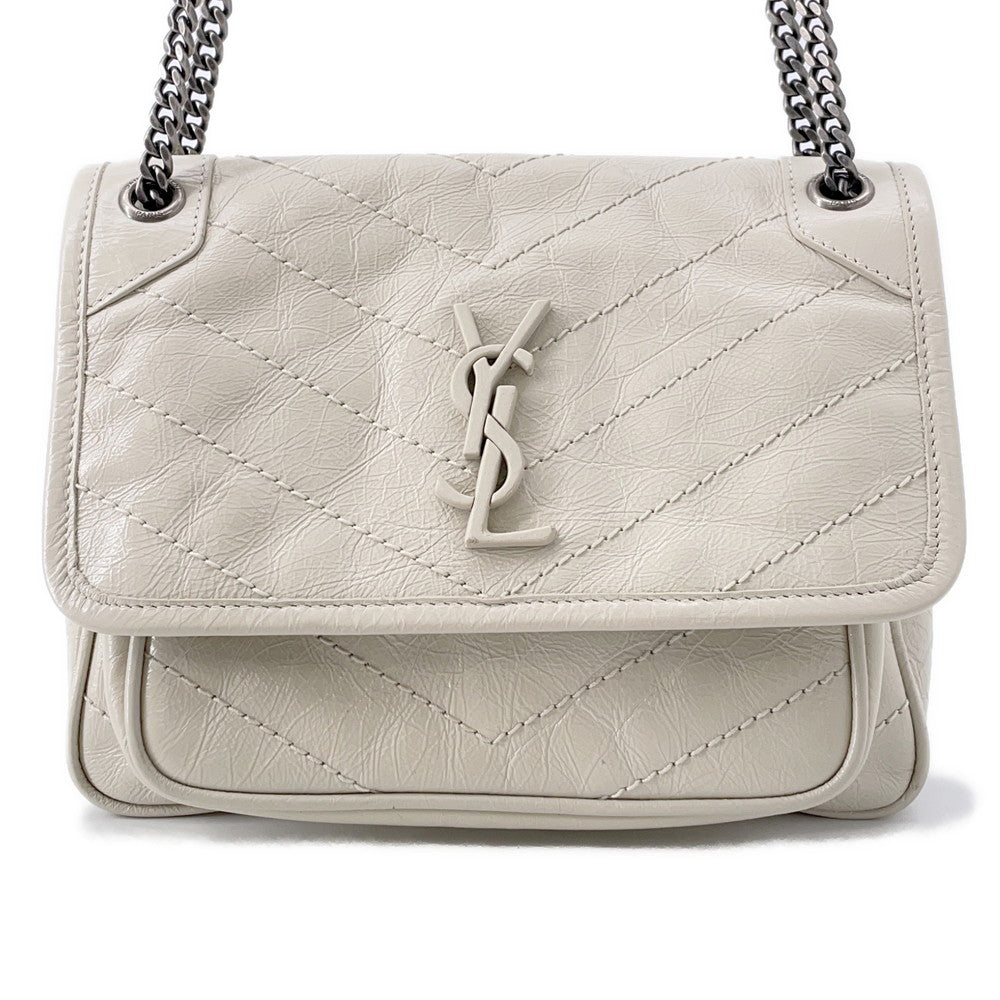 YSL Saint Laurent Shoulder Bag Niki White6331600EN049207 Leather Baby