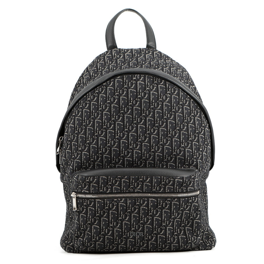 Dior Backpack Oblique Jacquard Rider Black1VOBA088YKY Leather Canvas