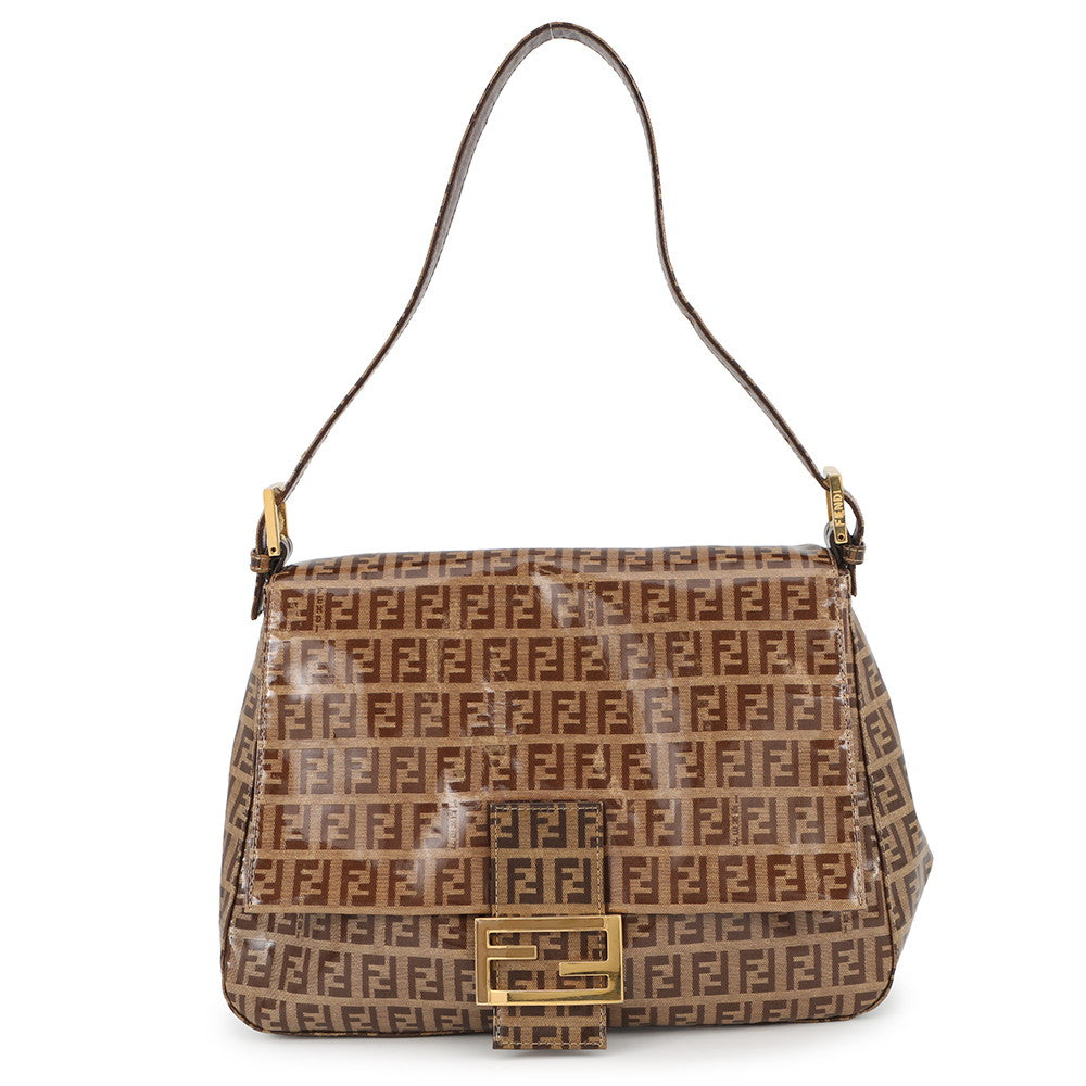 Fendi Mamma Leather Patent Brown Bucket Bag