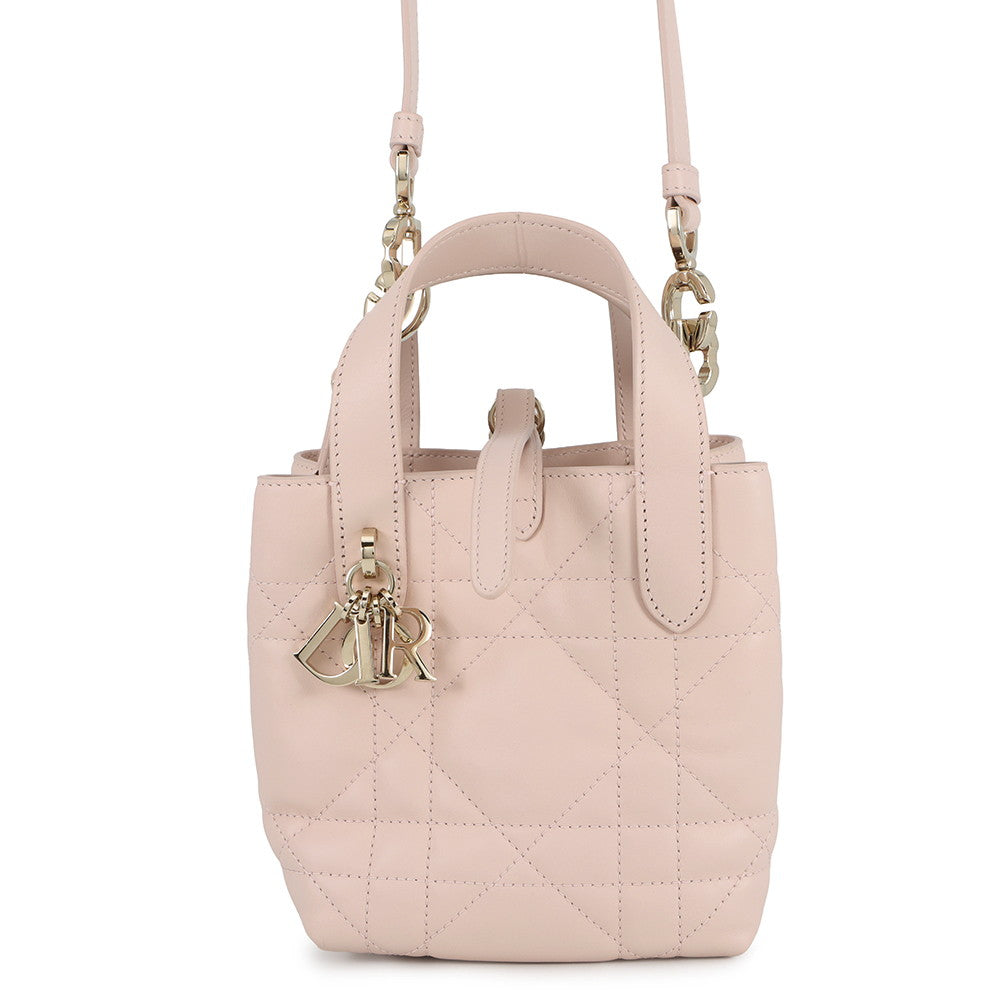 Dior Handbag To Jules Vertical Tote Bag Macro Cannage Leather Pink Small