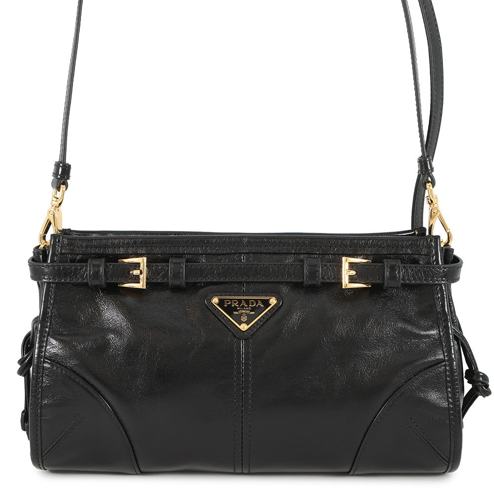 Prada Shoulder Bag Bonnie Black1BH215 Leather Small