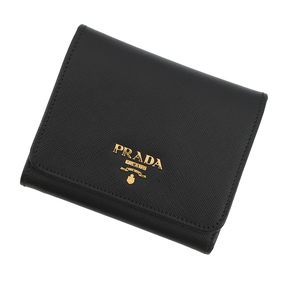 Prada Tri-fold Cloth Black1M0176 Leather Saffiano Handbag