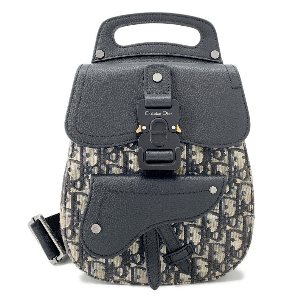 Dior Crossbody Bag Oblique Gallop Sling Bag Beige1ADBO022YKS Leather Canvas Black