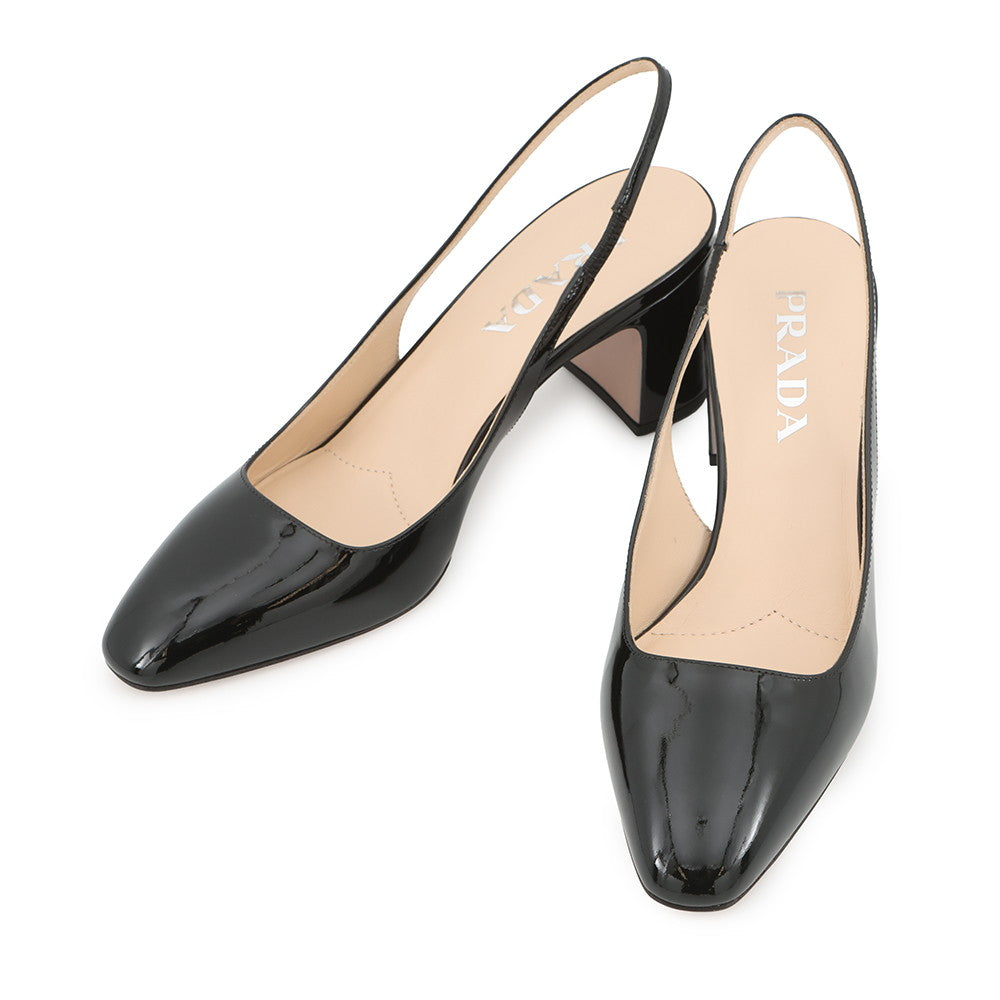 Prada Sling Bag Slingback Pumps Black1I173N Leather Patent Shoes