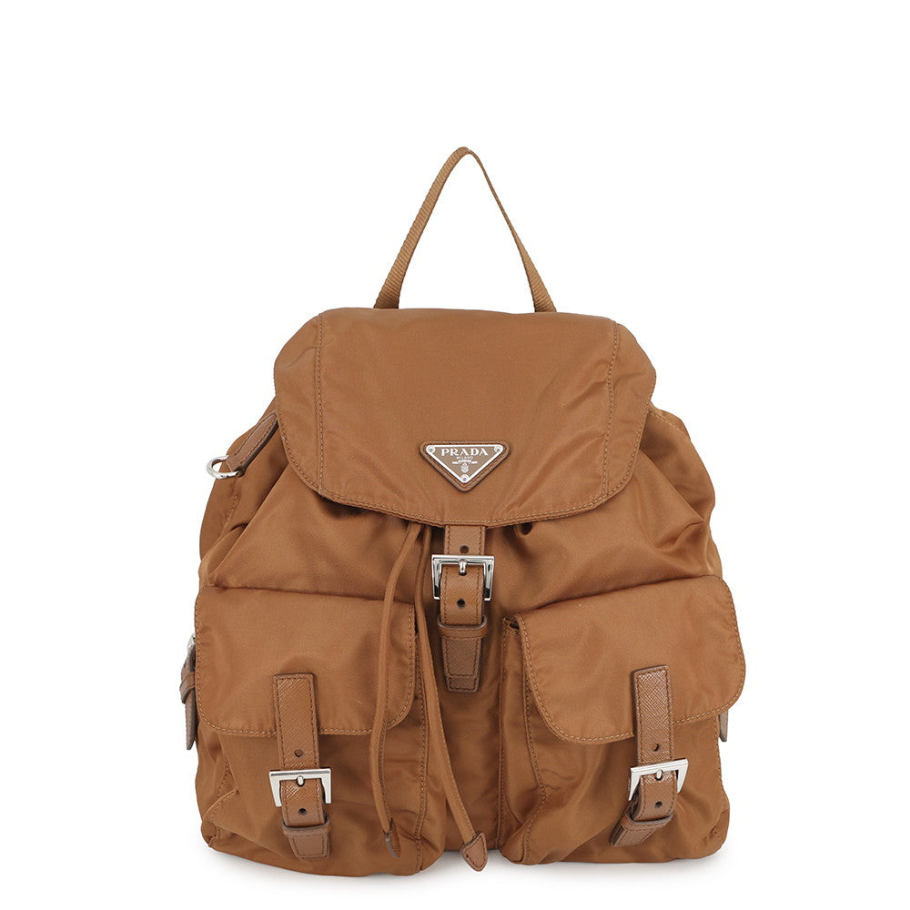 Prada Backpack Re- with Pouch Brandy1BZ811 Leather Nylon Medium
