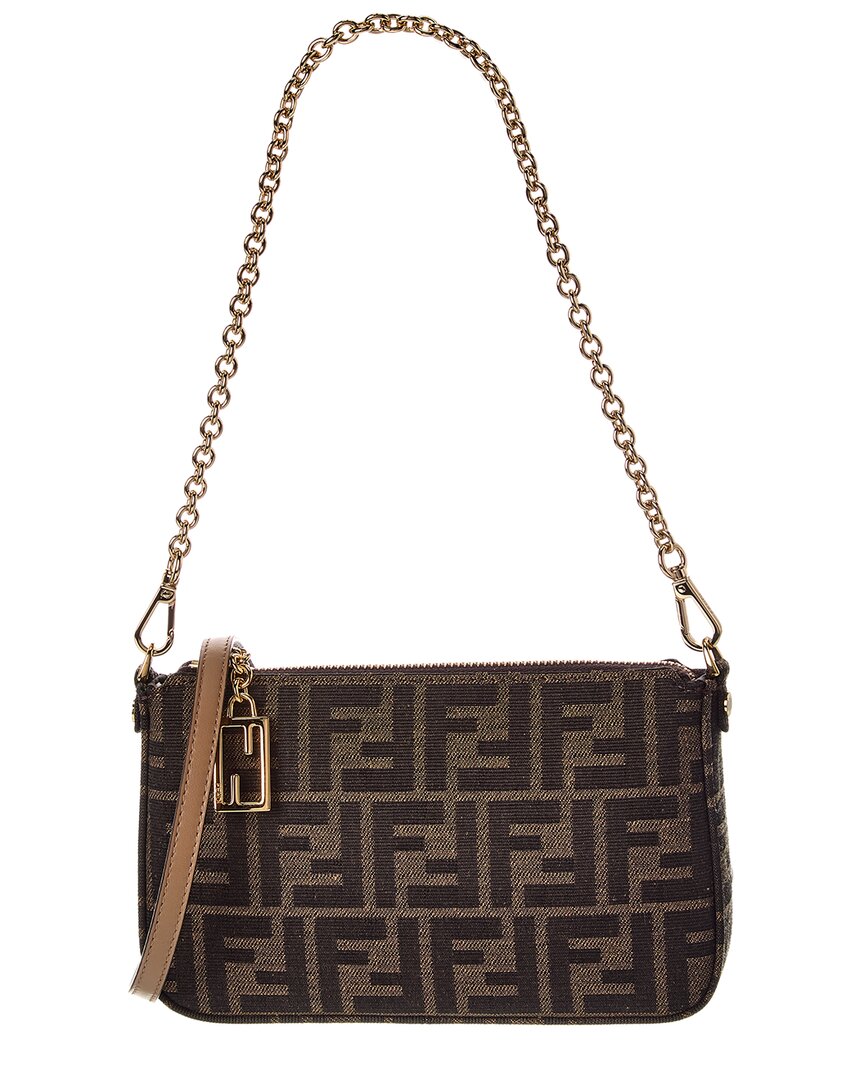 Fendi Handbag Baguette Ff Jacquard Pouch 4 Brown Shoulder Bag