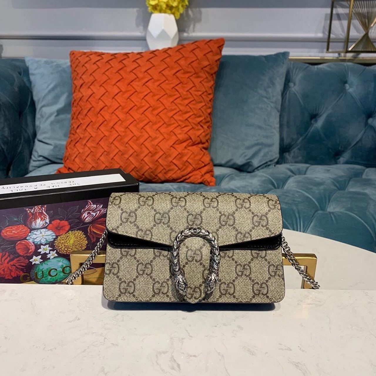 gg Dionysus gg Supreme Super Canvas Beige Mini Bag