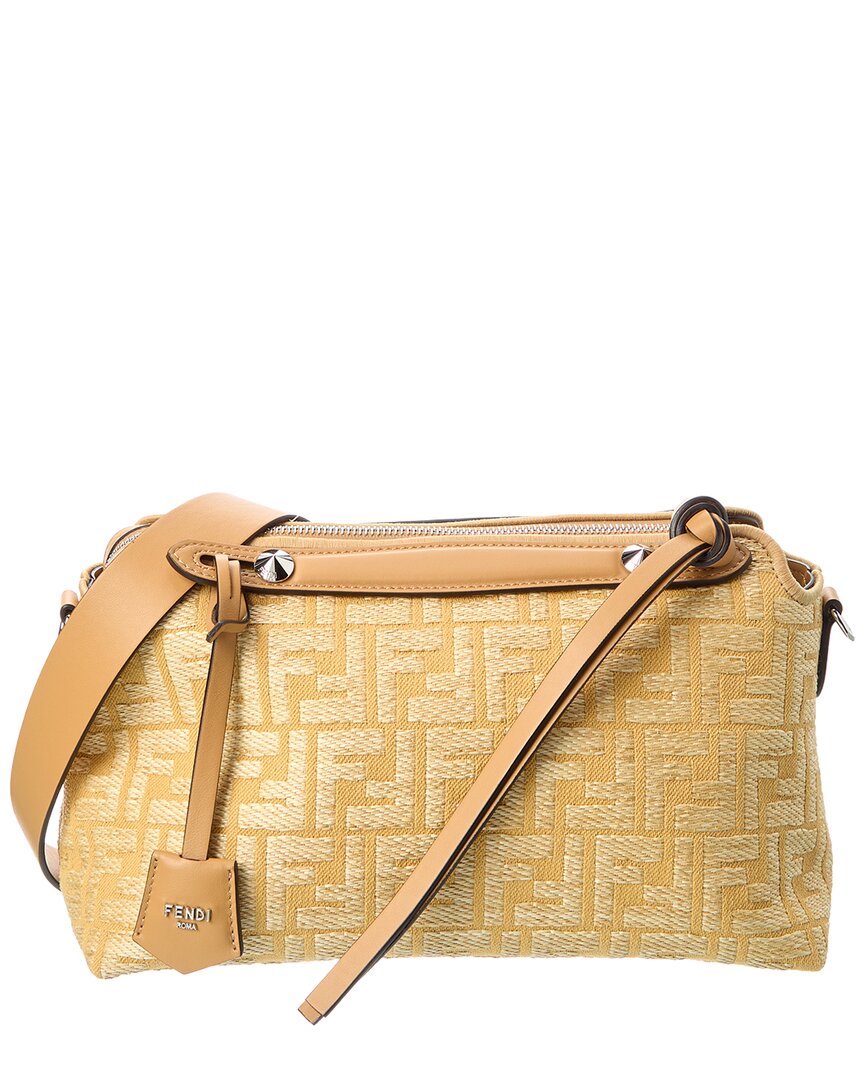 Fendi Handbag By The Way Soft Ff & Shoulder Leather Raffia Beige Shoulder Bag