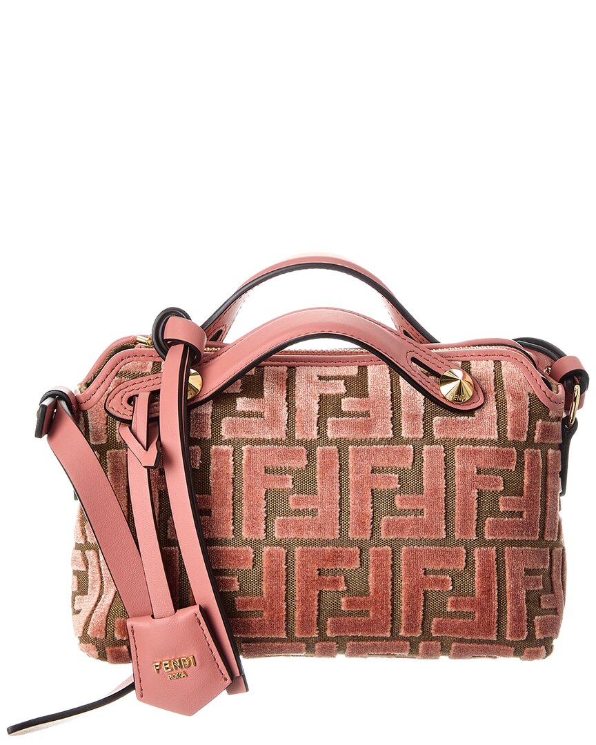 Fendi Handbag By The Way Soft Velvet & Shoulder Leather Pink Mini Shoulder Bag Leather Shoulder Bag