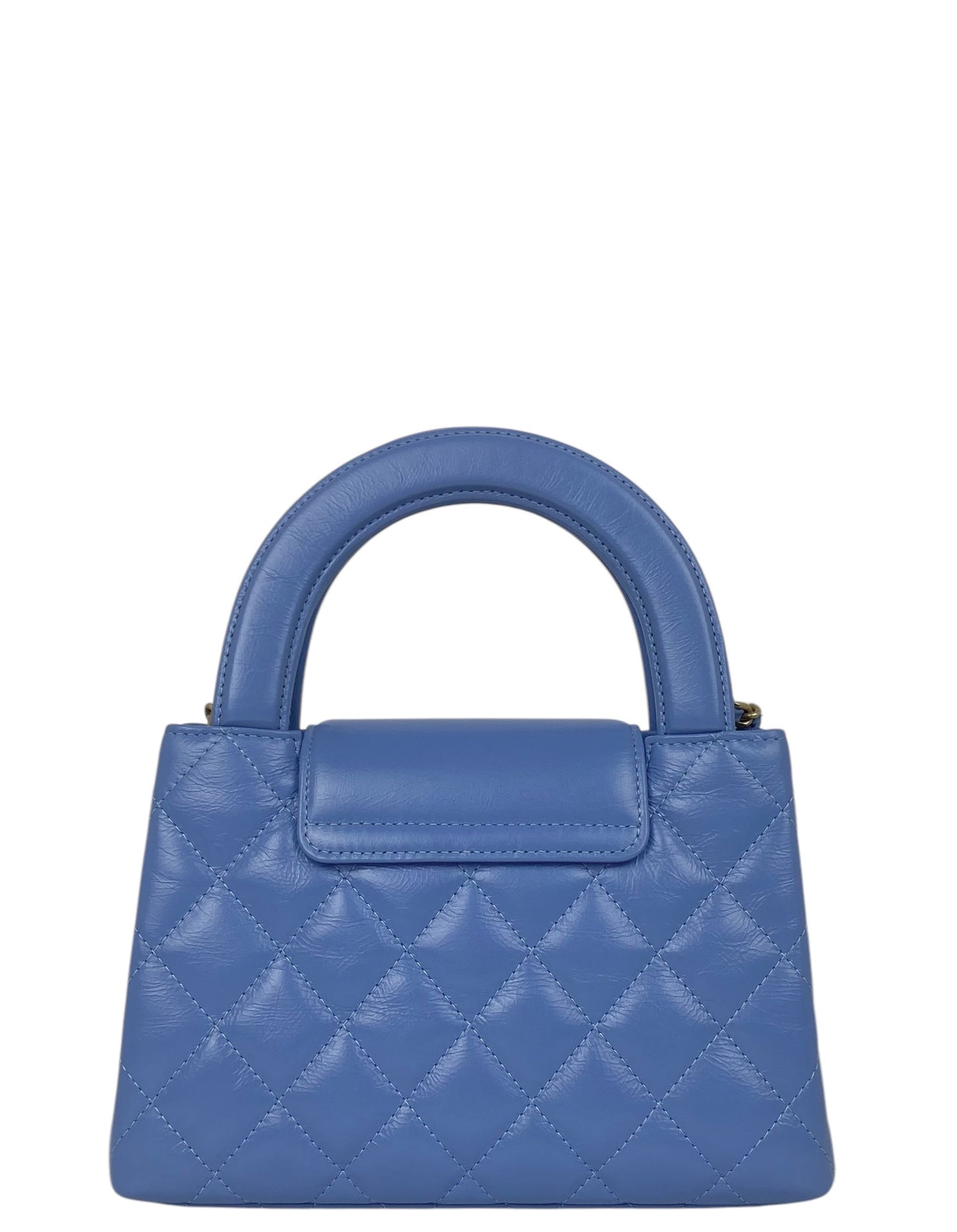 Chanel 2025 Blue Calfskin Quilted Nano Kelly Shopper Bag