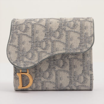 Dior Handbag Oblique Jacquard Saddle Lotus Wallet Gray