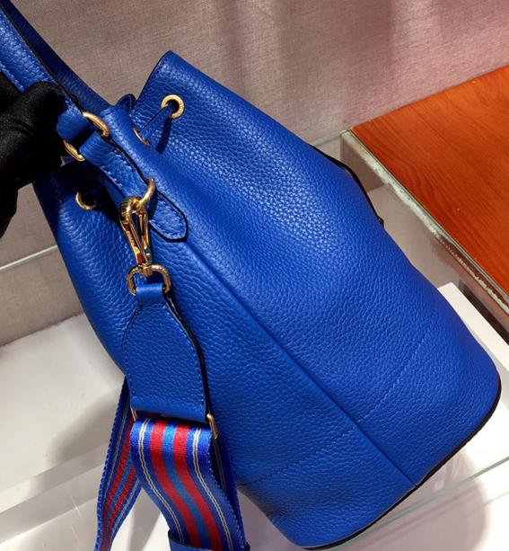 Prada Prada Leather Bucket Bag Blue