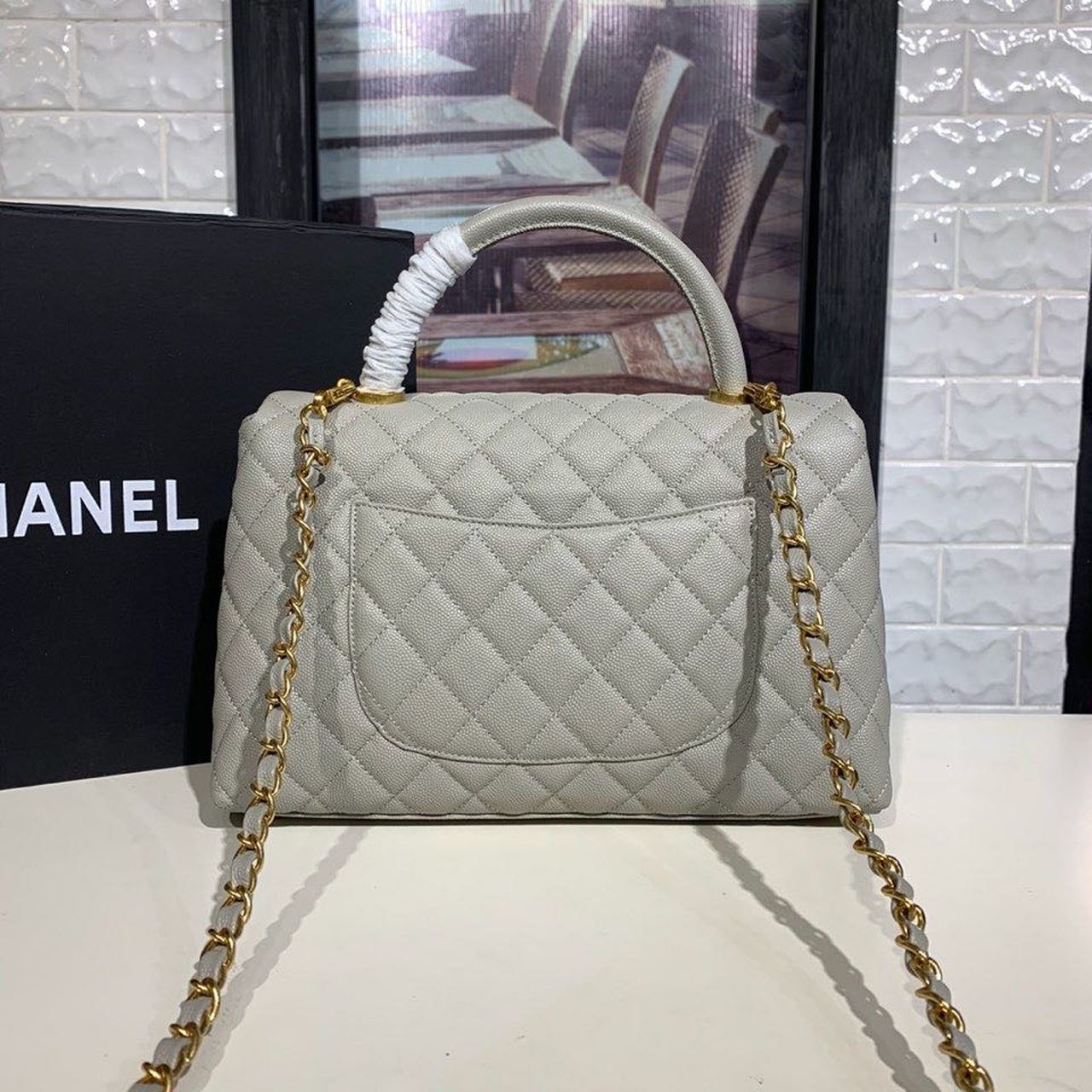 CHLLarge , ’s , 11in Grey Flap Top Handle Crossbody Bag