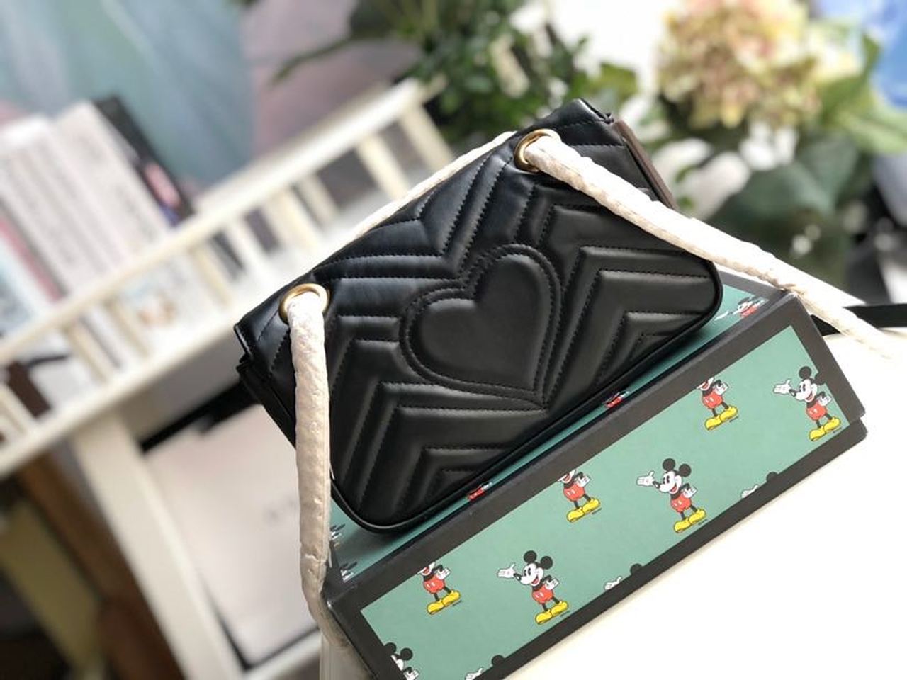 gg Marmont Matelassé Chevron Black Mini Bag 3